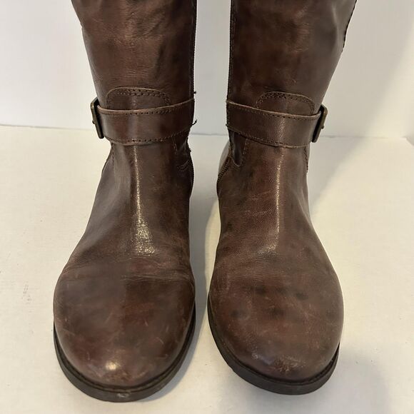 Marc Fisher Boots Womens Size 8 Brown Riding Knee High Side Zip Buckle Tall - Picture 6 of 14
